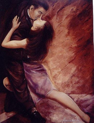 Tango - IV Oil Textile Figure Painting