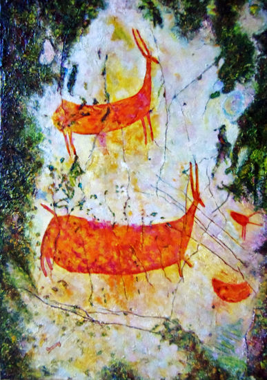 Arte rupestre. Oil Canvas Animals