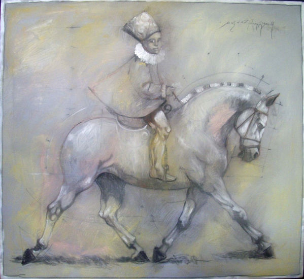 niño a caballo Charcoal