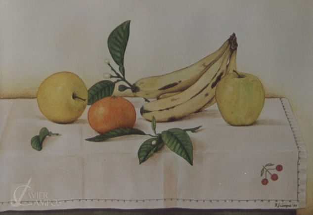 Bodegón frutas Watercolour Paper Still Life Paintings