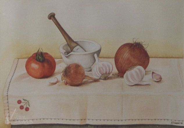 Bodegón verduras Watercolour Paper Still Life Paintings