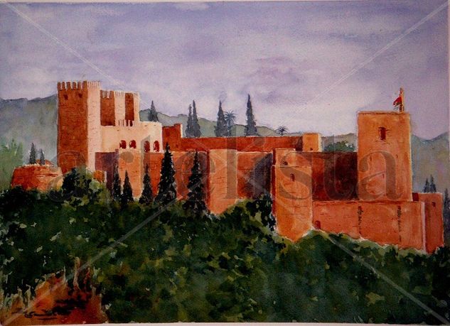 PARTE DE LA ALHAMBRA - LA ALCAZABA Watercolour Paper Landscaping