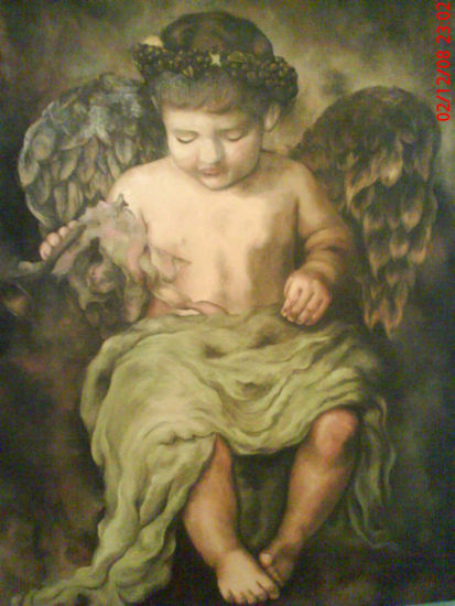 mi niño Oil Panel Figure Painting