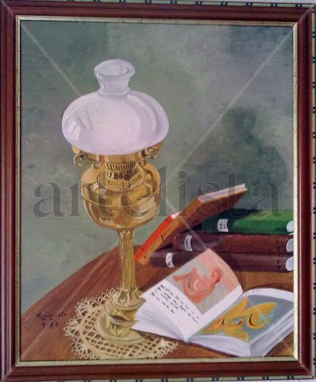 bodegón con quinqué Oil Canvas Still Life Paintings