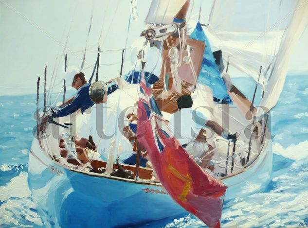 RT YC Oil Canvas Marine Painting