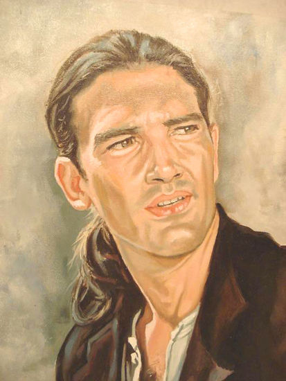 Antonio Banderas Oil Canvas Portrait