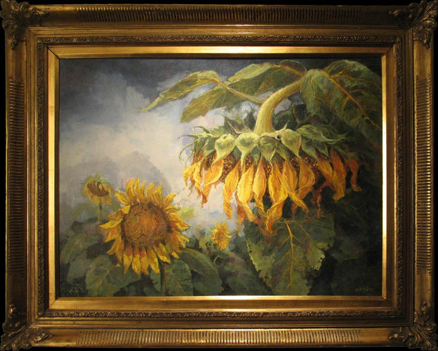 Girasoles REMY DAZA Oil Canvas Floral Painting