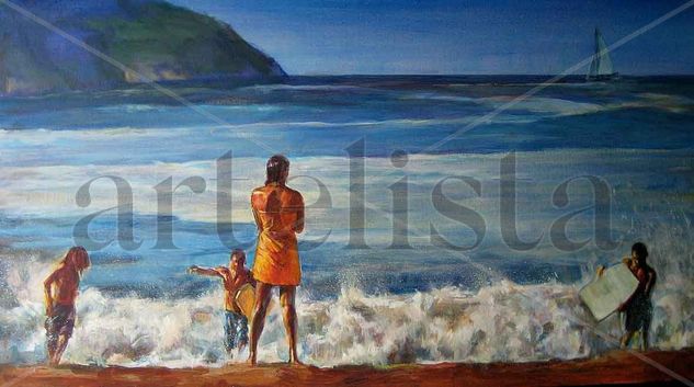 Juegos en el mar Acrylic Canvas Marine Painting