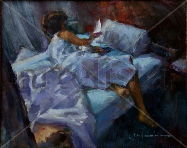 Leyendo Oil Canvas Figure Painting