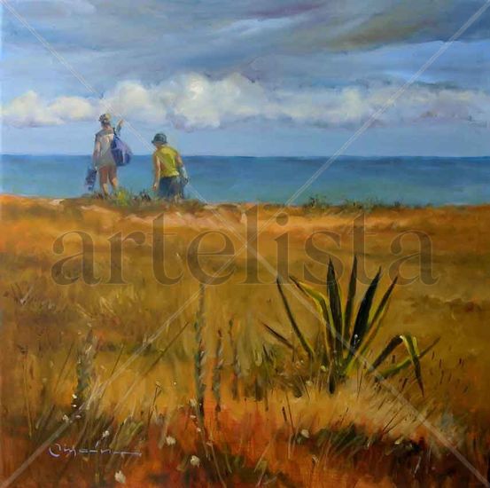 Camino de la playa Oil Canvas Landscaping