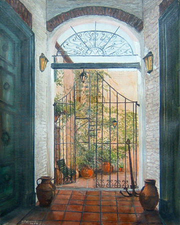 Patio Español Óleo Lienzo Paisaje