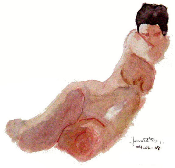 arrodillada Watercolour Paper Nude Paintings