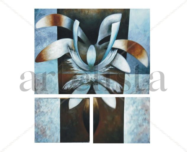 Orquídea en tres Oil Canvas Floral Painting