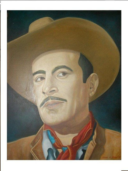 HOMENAJE A DON PEDRO INFANTE CRUZ. Oil Canvas Portrait