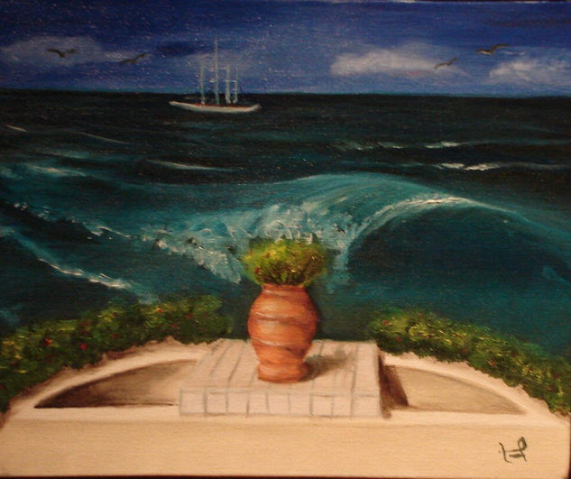 Balcon frente al mar Oil Canvas Marine Painting