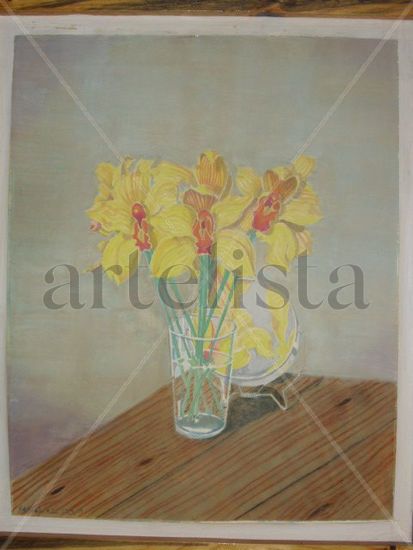 flores y espejo Oil Canvas Landscaping