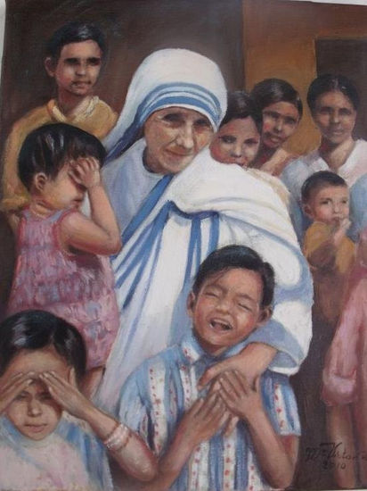 Madre Teresa Oil Canvas Figure Painting