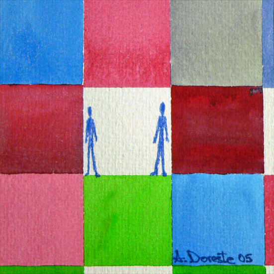 Encuentro en el mosaico Watercolour Paper Figure Painting