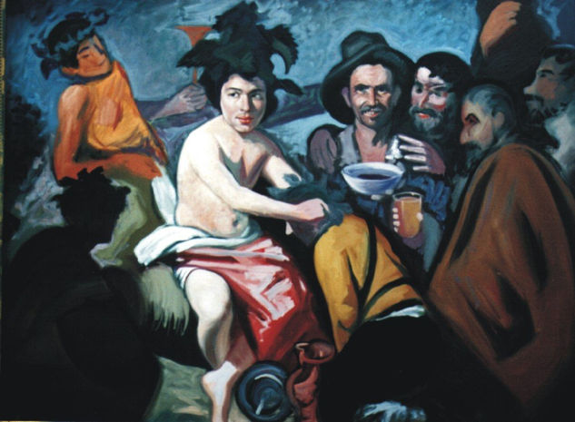 "LOS BORRACHOS 8" Oil Canvas Figure Painting