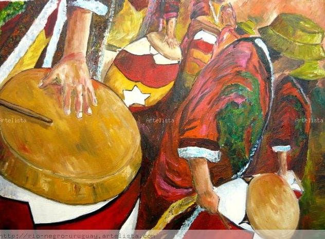 TAMBORILES Oil Canvas Figure Painting