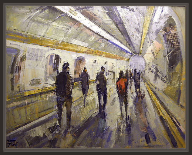 METRO-FERROCARRIL-TUNEL-PAISAJE-URBANO-PINTURA-CUADROS-PINTOR-ERNEST DESCALS Óleo Lienzo Paisaje