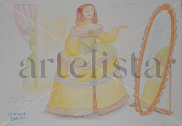 Cuento de Meninas 4 Acuarela Cartulina Figura