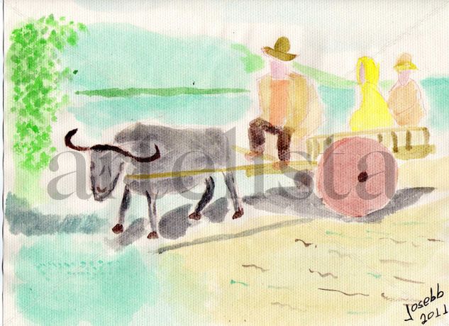 HOMBRE Y ANIMAL 1 Watercolour Card Landscaping