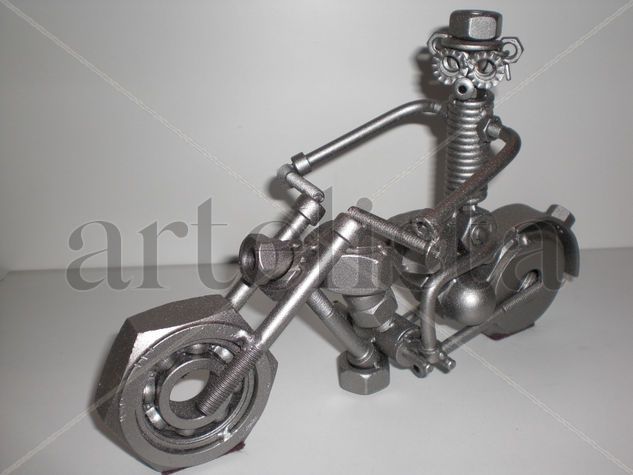 Motorista en harley Metal Figurativa