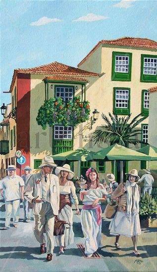 Carnaval de Los Indianos en Santa Cruz de La Palma Oil Canvas Landscaping