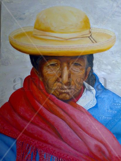 Anciana coya Oil Canvas Portrait