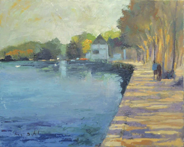 Lago de Banyoles (4) Oil Canvas Landscaping