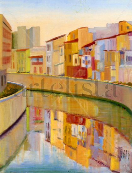 Reflejos en el Segura, Orihuela (Murcia) Oil Canvas Landscaping