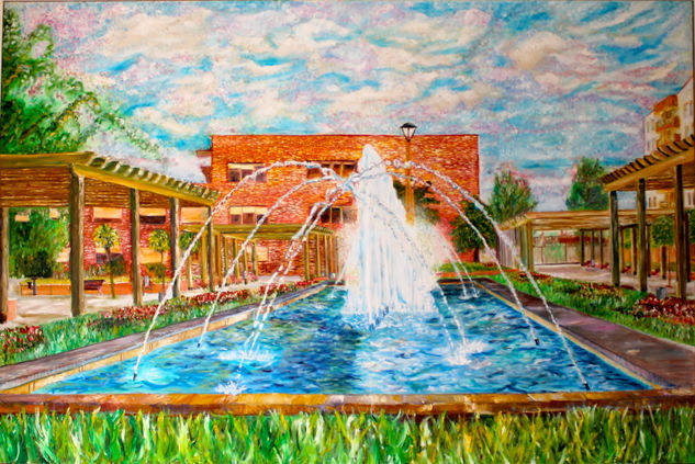 FUENTE  DEL PARQUE BIOCLIMÁTICO DE BADAJOZ Oil Canvas Landscaping