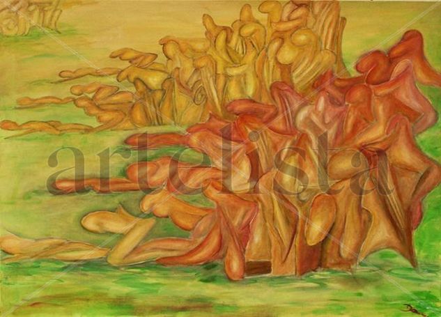 Bailando en fila (colección Hernández Tenerife) Acrílico Lienzo Otros