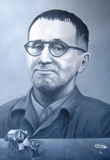 Bertolt Brecht y las víctimas de la guerra Óleo Lienzo Retrato