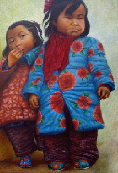 NIÑAS CHINAS Oil Canvas Figure Painting