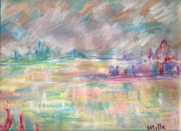 venezia2 Pastel Paper Marine Painting