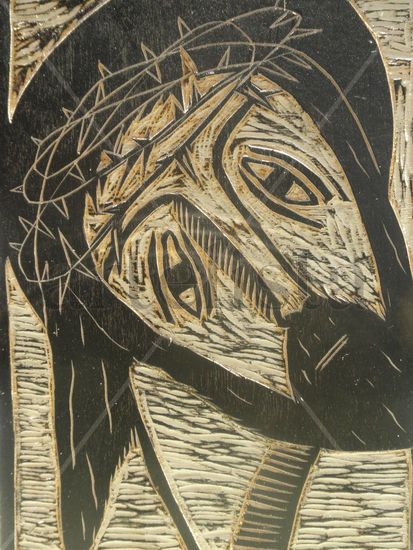 CRISTO (serie woodcut #2) Xilografía