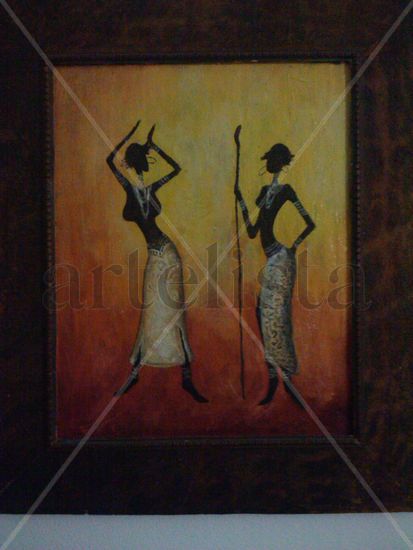 AFRICANAS (1) Oil Panel Figure Painting