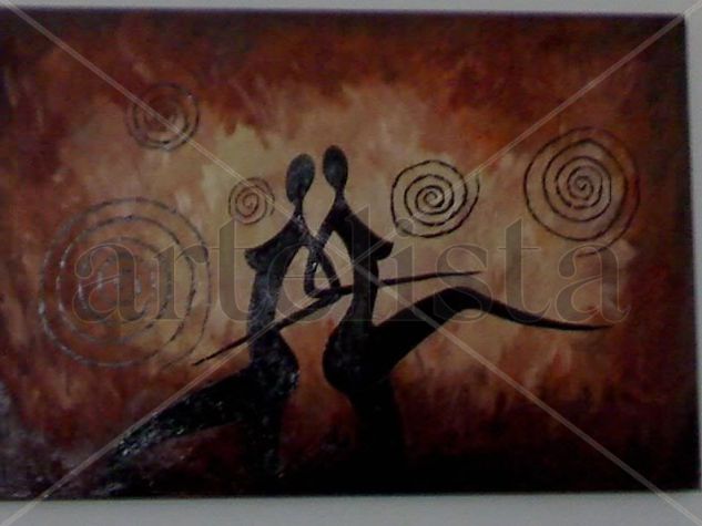 DANZA DEL FUEGO Oil Panel Figure Painting