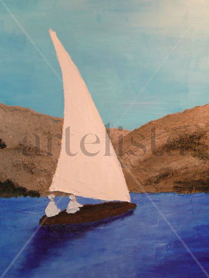 Contrastes del Nilo Mixed media Canvas Marine Painting