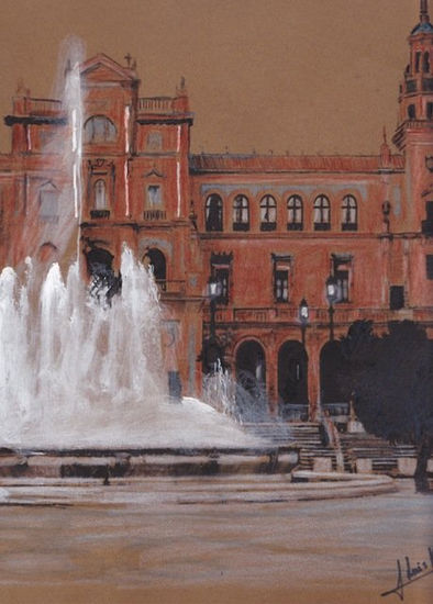 Apunte Plaza de España Mixed media Card Landscaping