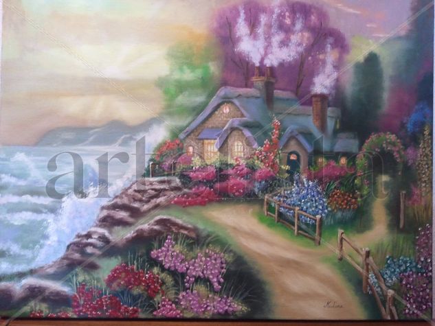 Casa de fábula Oil Canvas Landscaping