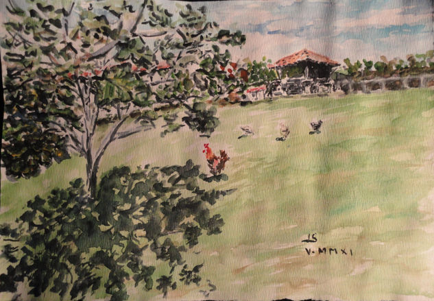 caseria asturiana Watercolour Paper Landscaping