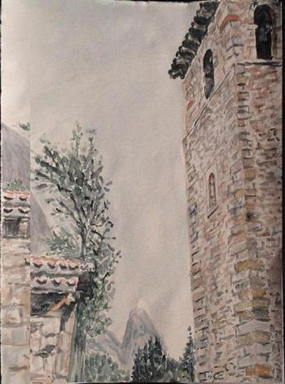 torre cerca Potes Watercolour Paper Landscaping