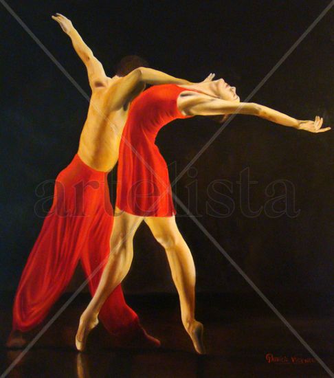 Dancers in red Oil Canvas Figure Painting