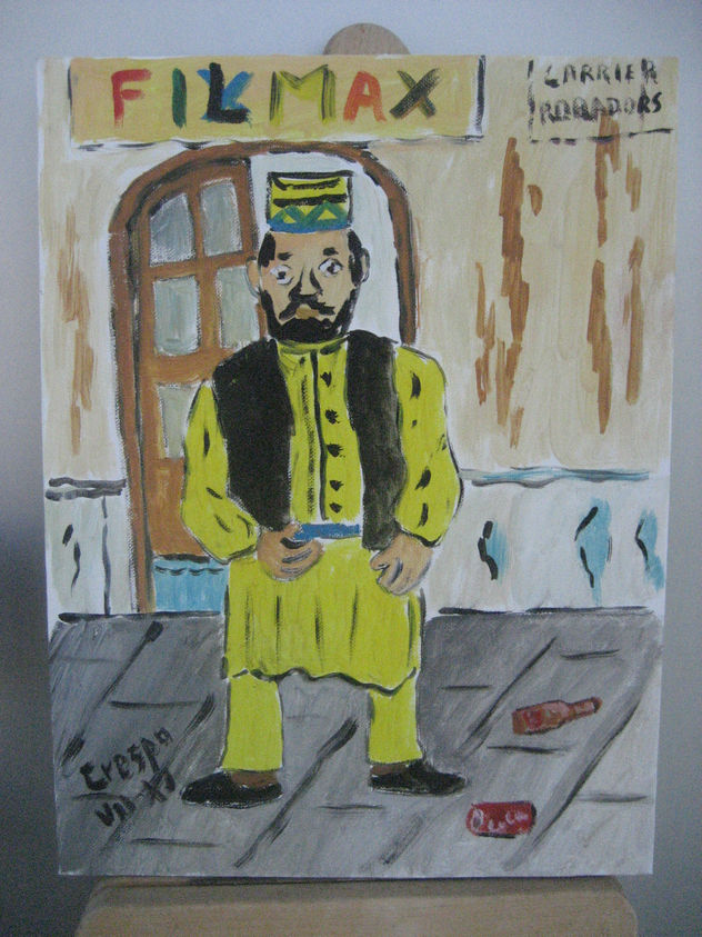 Pakistani El Raval oleo lienzo