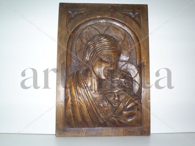 VIRGEN CON NIÑO ROMANICO Madera Figurativa