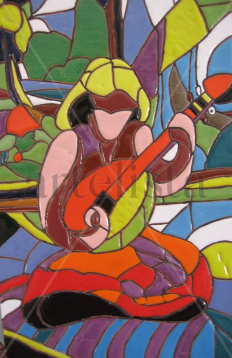 Mujer tocando el laud