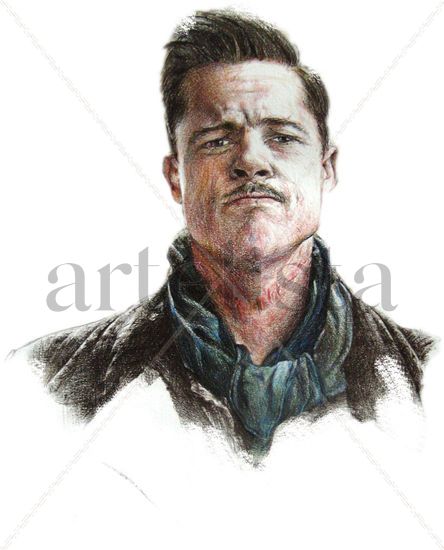 "Brad  Pitt en (Malditos Bastardos). Charcoal